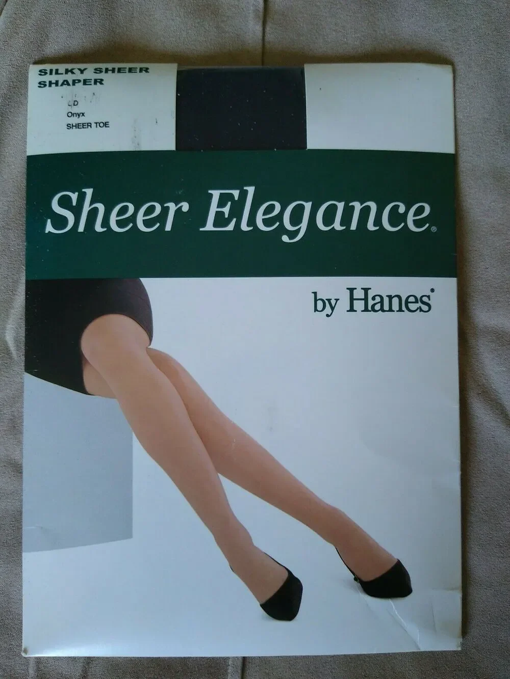 Vintage Sheer Elegance by Hanes Silky Sheer Thigh Highs Size CD / Onyx Sheer Toe